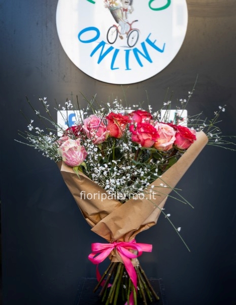 Bouquet 2 dozzine di rose rosa prima scelta (24)